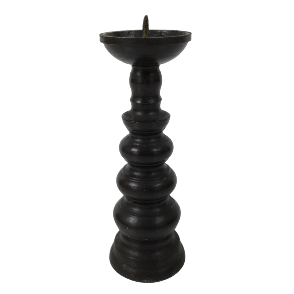 Japanese Buddhist Altar Fitting Metal Candle Stand Vtg Shokudai Brown BA741