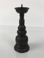 Japanese Buddhist Altar Fitting Metal Candle Stand Vtg Shokudai Brown BA772