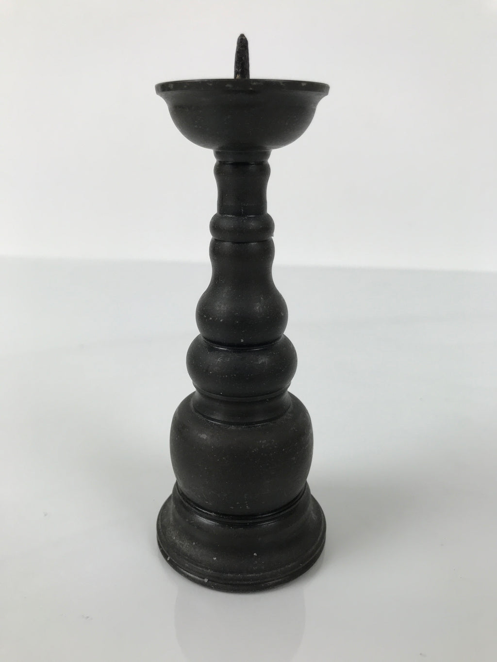 Japanese Buddhist Altar Fitting Metal Candle Stand Vtg Shokudai Brown BA772