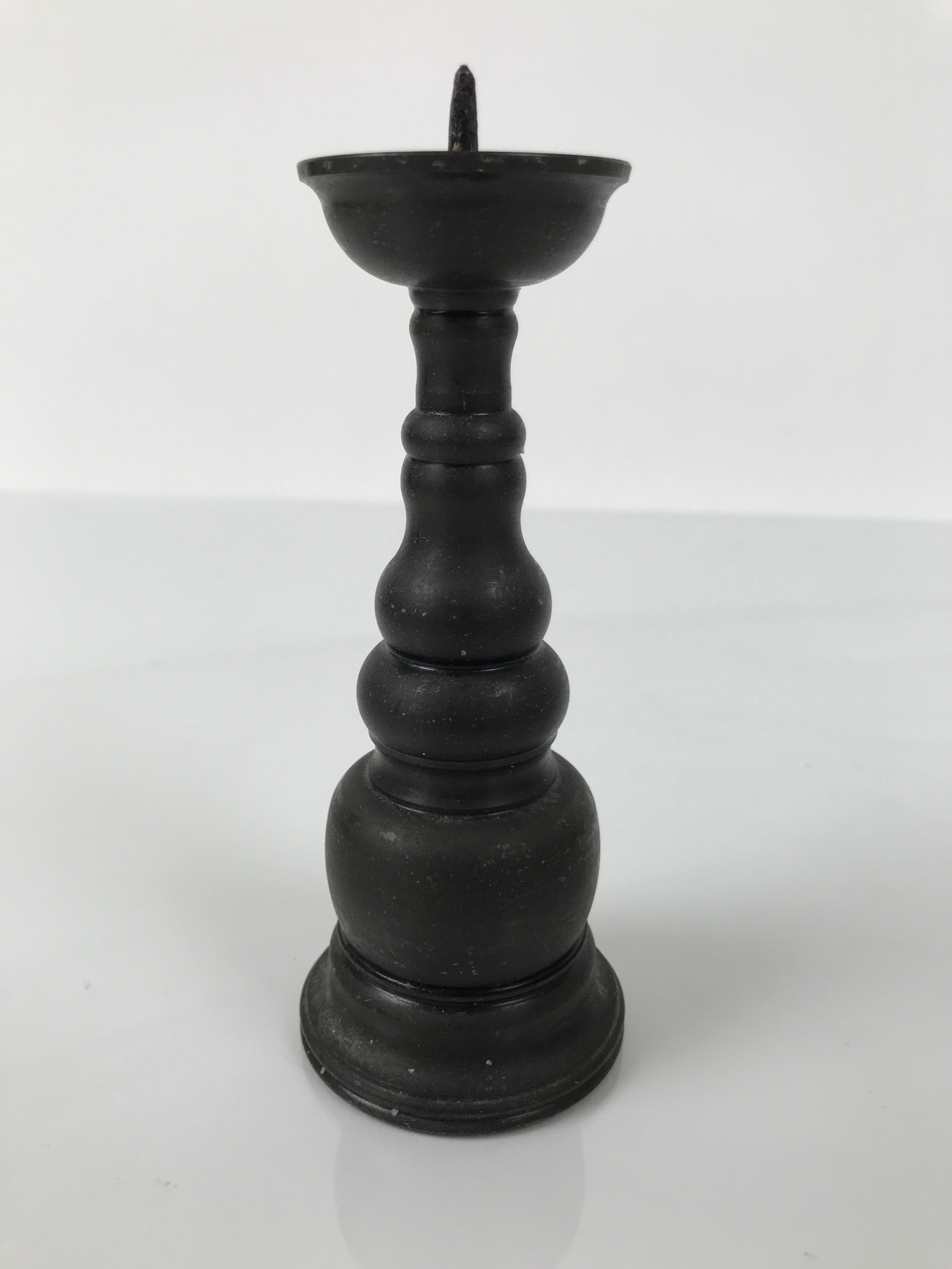 Japanese Buddhist Altar Fitting Metal Candle Stand Vtg Shokudai Brown BA772