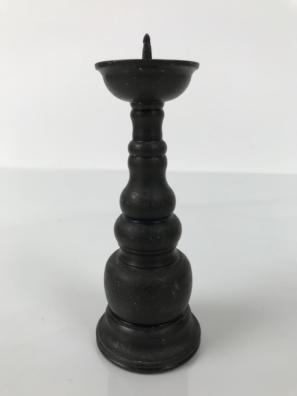 Japanese Buddhist Altar Fitting Metal Candle Stand Vtg Shokudai Brown BA772