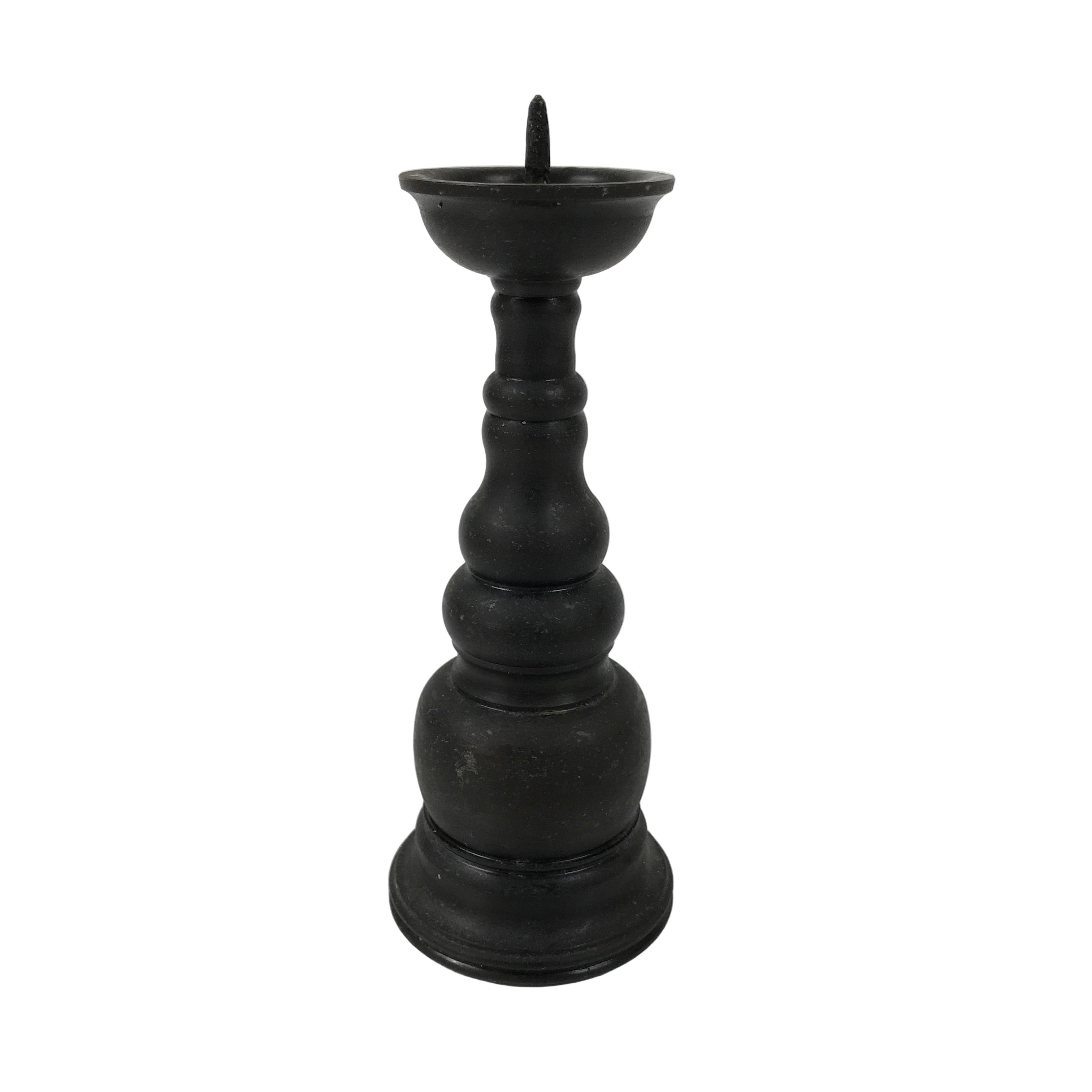 Japanese Buddhist Altar Fitting Metal Candle Stand Vtg Shokudai Brown BA772
