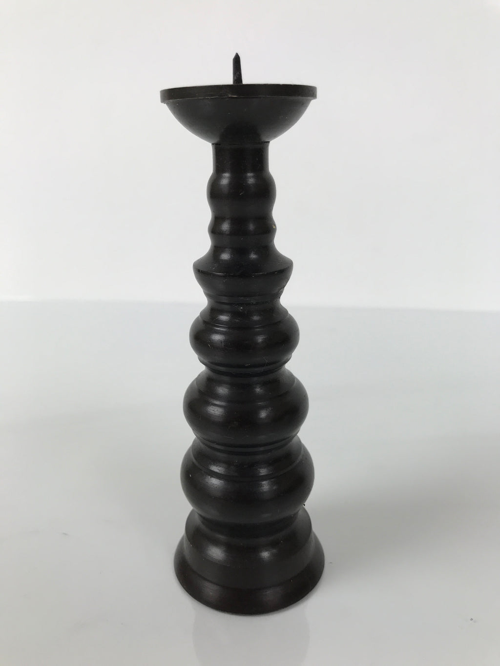 Japanese Buddhist Altar Fitting Metal Candle Stand Vtg Shokudai Brown BA775