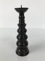 Japanese Buddhist Altar Fitting Metal Candle Stand Vtg Shokudai Brown BA775