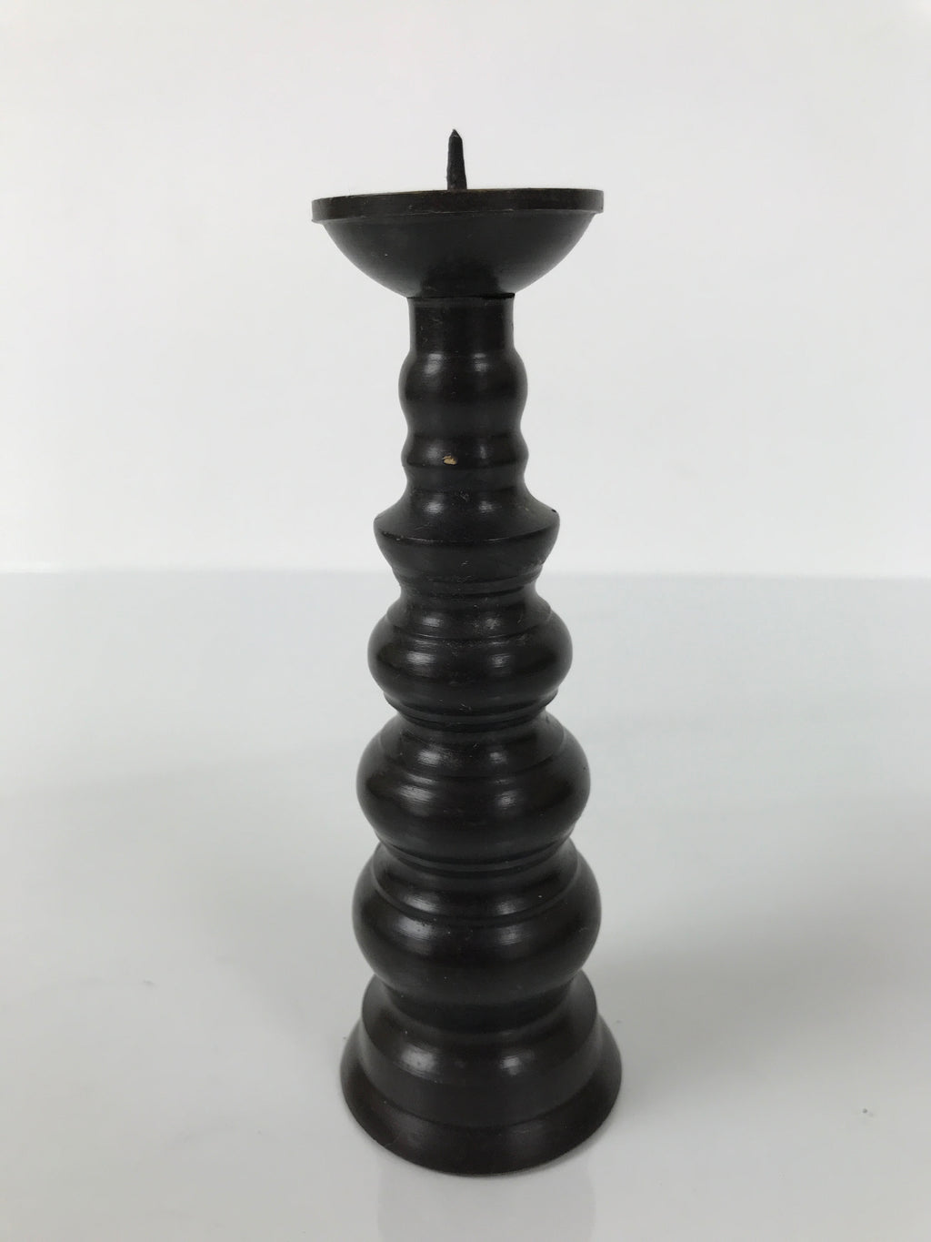 Japanese Buddhist Altar Fitting Metal Candle Stand Vtg Shokudai Brown BA775