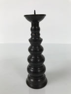 Japanese Buddhist Altar Fitting Metal Candle Stand Vtg Shokudai Brown BA775