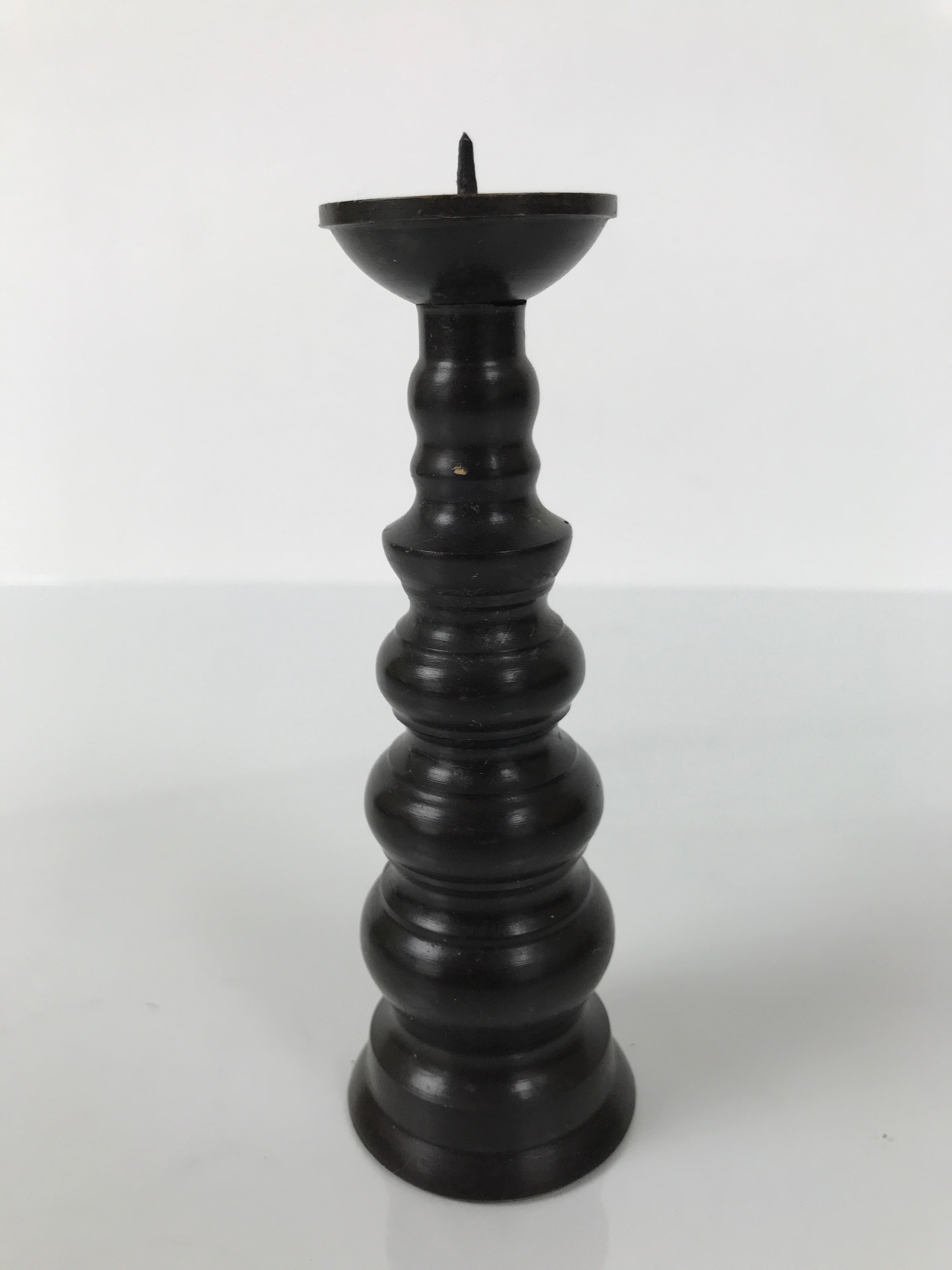Japanese Buddhist Altar Fitting Metal Candle Stand Vtg Shokudai Brown BA775