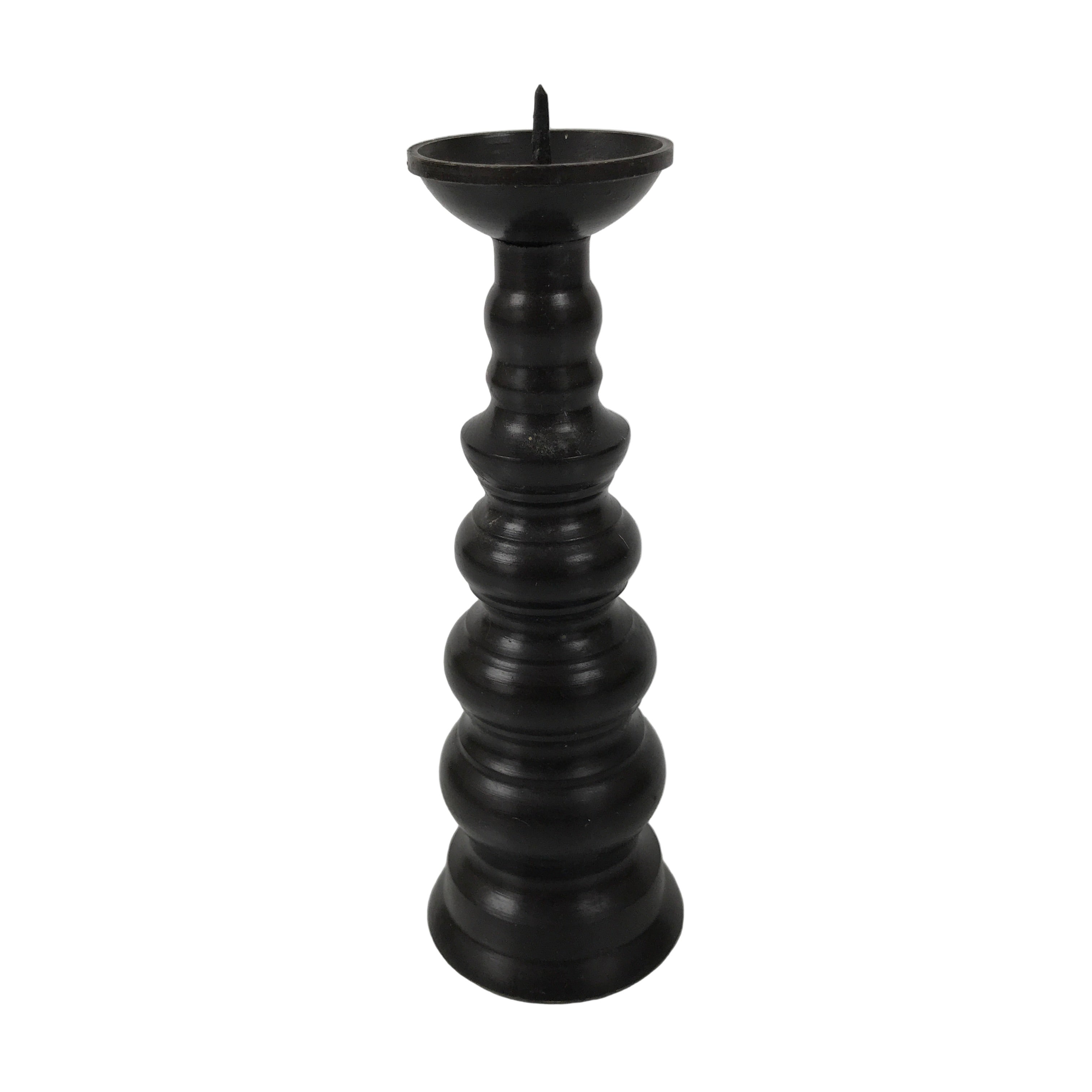 Japanese Buddhist Altar Fitting Metal Candle Stand Vtg Shokudai Brown BA775