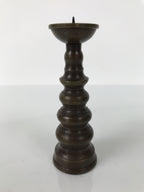 Japanese Buddhist Altar Fitting Metal Candle Stand Vtg Shokudai Brown BA784