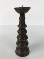 Japanese Buddhist Altar Fitting Metal Candle Stand Vtg Shokudai Brown BA784