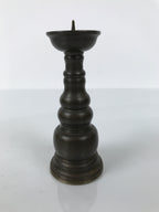 Japanese Buddhist Altar Fitting Metal Candle Stand Vtg Shokudai Brown BA785