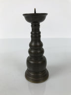 Japanese Buddhist Altar Fitting Metal Candle Stand Vtg Shokudai Brown BA785