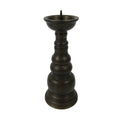 Japanese Buddhist Altar Fitting Metal Candle Stand Vtg Shokudai Brown BA785