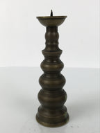 Japanese Buddhist Altar Fitting Metal Candle Stand Vtg Shokudai Brown BA789