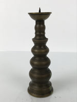 Japanese Buddhist Altar Fitting Metal Candle Stand Vtg Shokudai Brown BA789