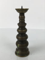 Japanese Buddhist Altar Fitting Metal Candle Stand Vtg Shokudai Brown BA789