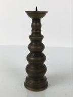 Japanese Buddhist Altar Fitting Metal Candle Stand Vtg Shokudai Brown BA789