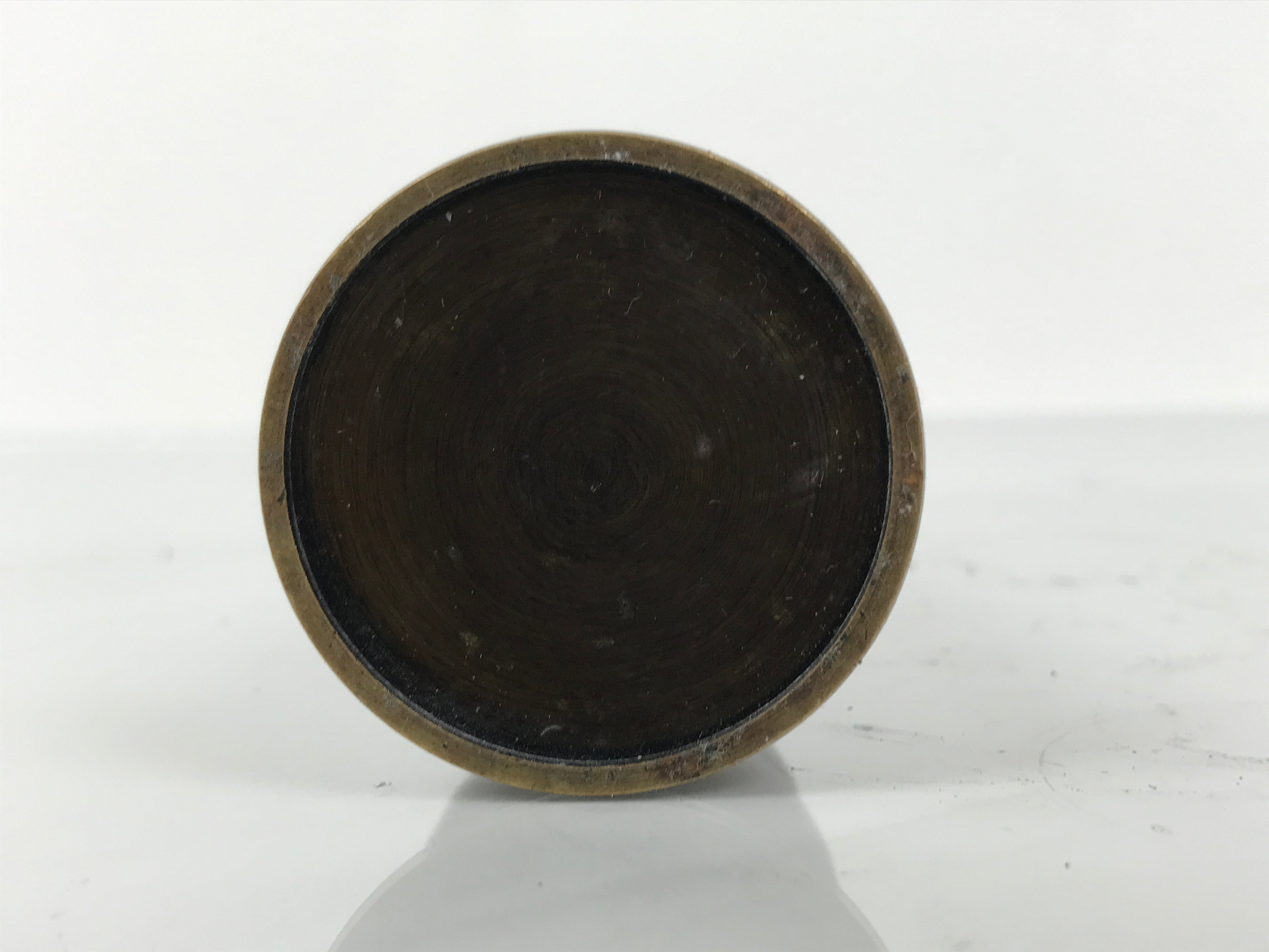 Japanese Buddhist Altar Fitting Metal Candle Stand Vtg Shokudai Brown BA789