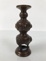 Japanese Buddhist Altar Fitting Metal Candle Stand Vtg Shokudai Brown Bird BA773