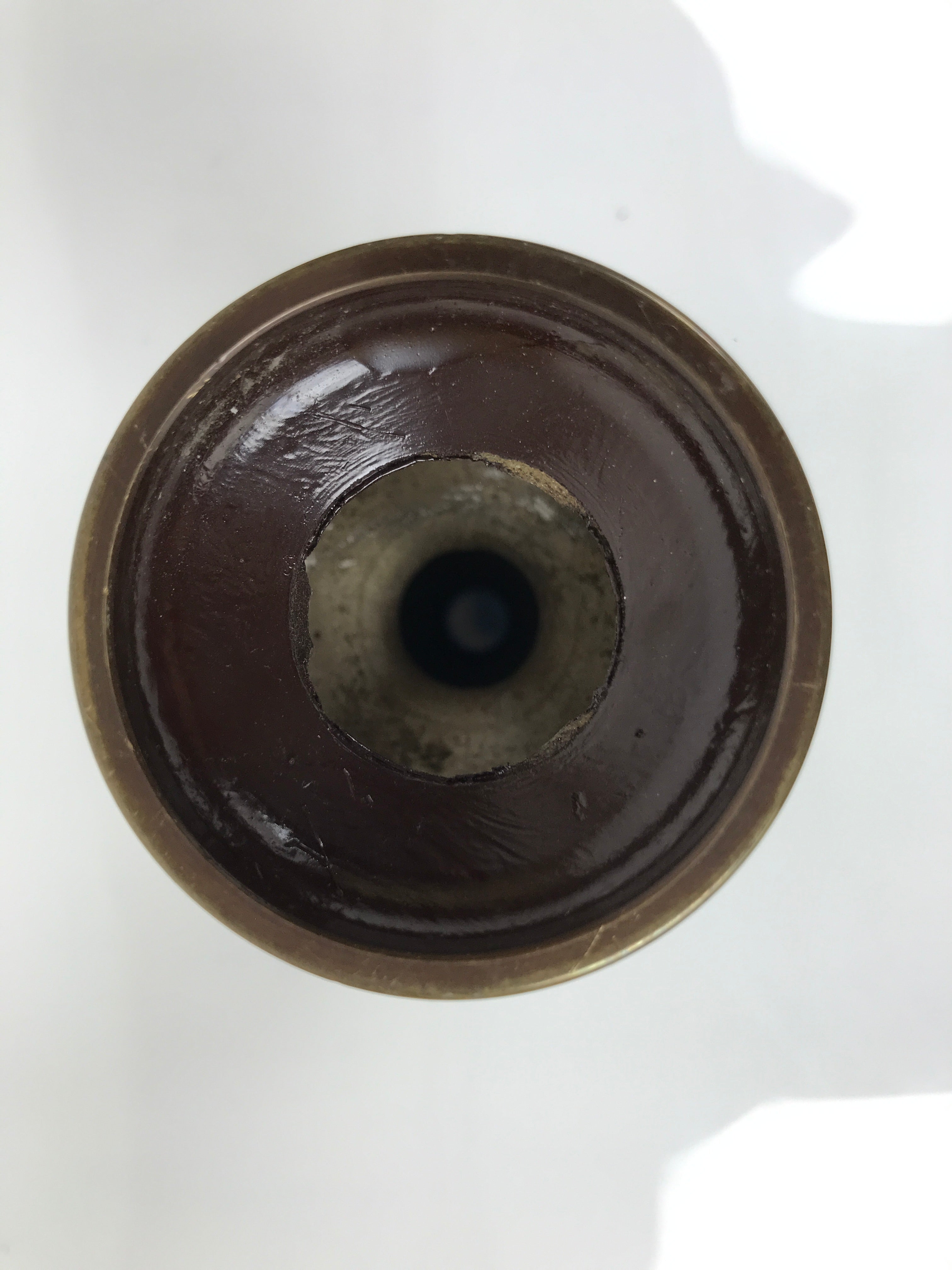 Japanese Buddhist Altar Fitting Metal Candle Stand Vtg Shokudai Brown Bird BA773