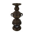 Japanese Buddhist Altar Fitting Metal Candle Stand Vtg Shokudai Brown Bird BA773