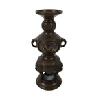 Japanese Buddhist Altar Fitting Metal Candle Stand Vtg Shokudai Brown Bird BA773