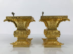 Japanese Buddhist Altar Fitting Metal Flower Vase 2pc Gold Hanatate Insert BA776
