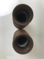 Japanese Buddhist Altar Fitting Metal Flower Vase 2pc Vtg Hanatate Brown BA580