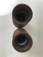 Japanese Buddhist Altar Fitting Metal Flower Vase 2pc Vtg Hanatate Brown BA580