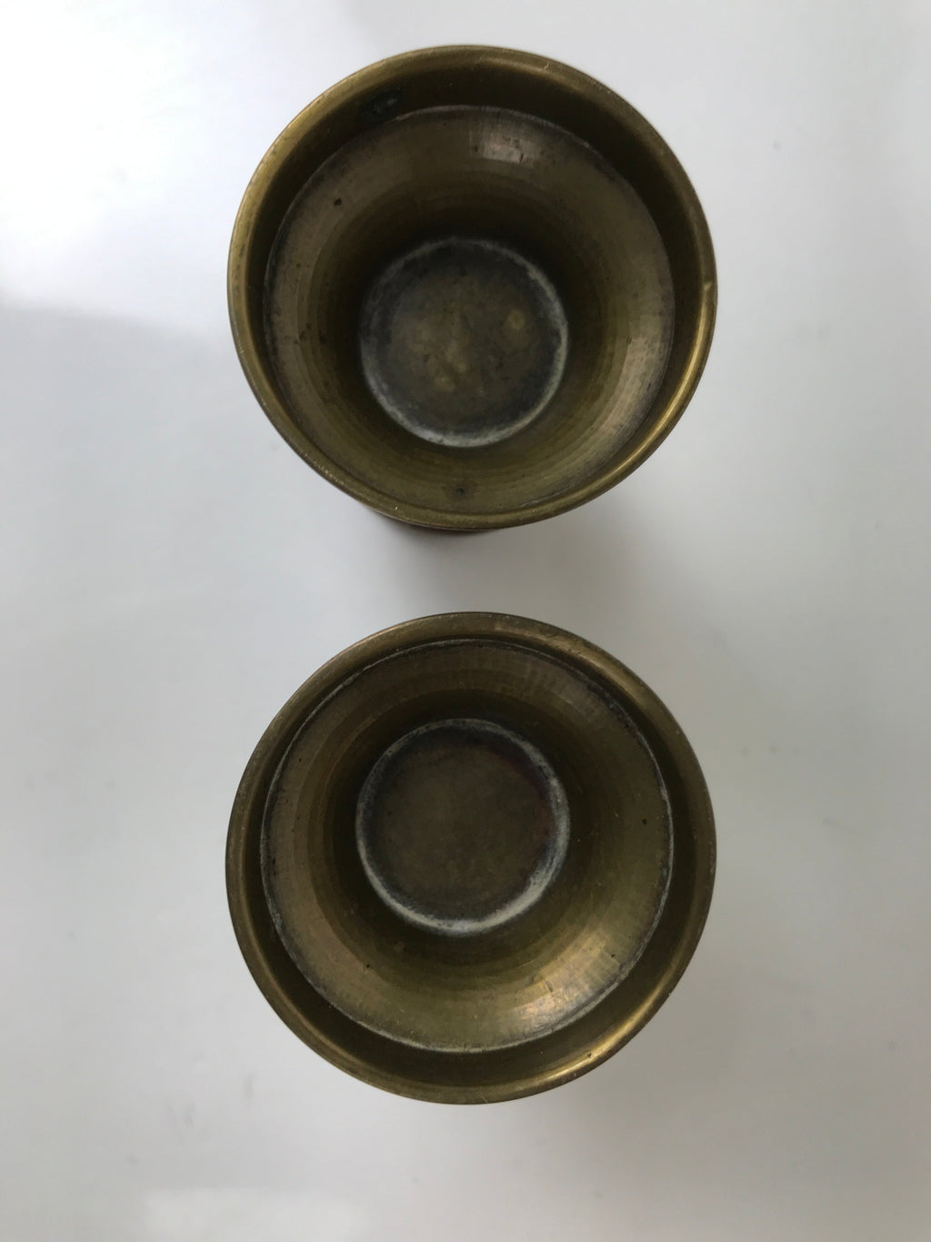 Japanese Buddhist Altar Fitting Metal Flower Vase 2pc Vtg Hanatate Brown BA580