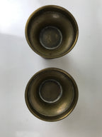 Japanese Buddhist Altar Fitting Metal Flower Vase 2pc Vtg Hanatate Brown BA580