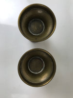 Japanese Buddhist Altar Fitting Metal Flower Vase 2pc Vtg Hanatate Brown BA580