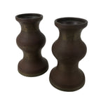 Japanese Buddhist Altar Fitting Metal Flower Vase 2pc Vtg Hanatate Brown BA580