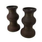 Japanese Buddhist Altar Fitting Metal Flower Vase 2pc Vtg Hanatate Brown BA580