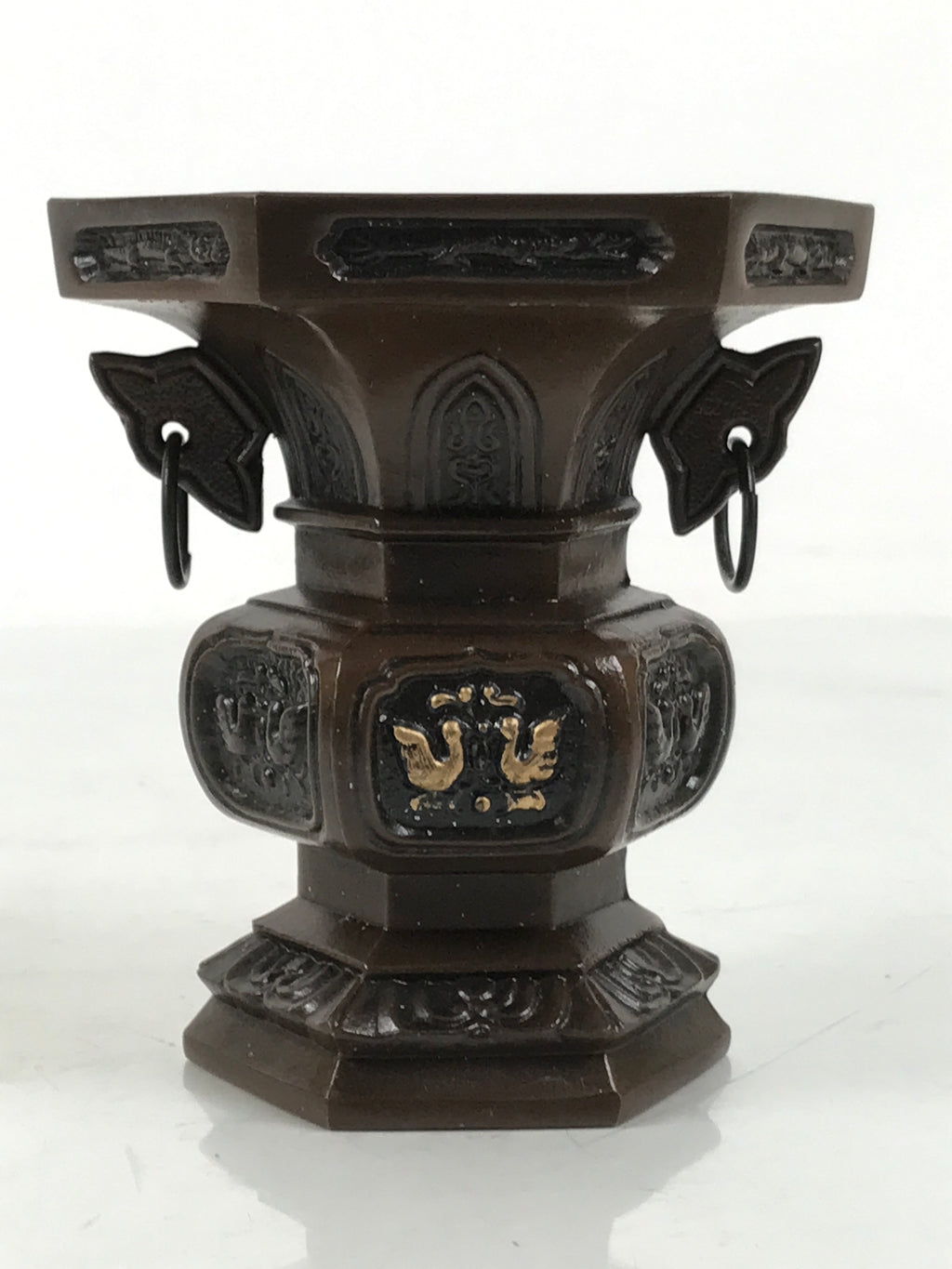 Japanese Buddhist Altar Fitting Metal Flower Vase Hanatate Butsugu Brown BA675