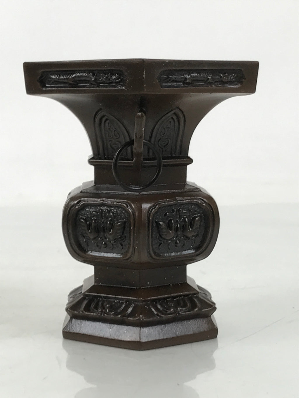 Japanese Buddhist Altar Fitting Metal Flower Vase Hanatate Butsugu Brown BA675