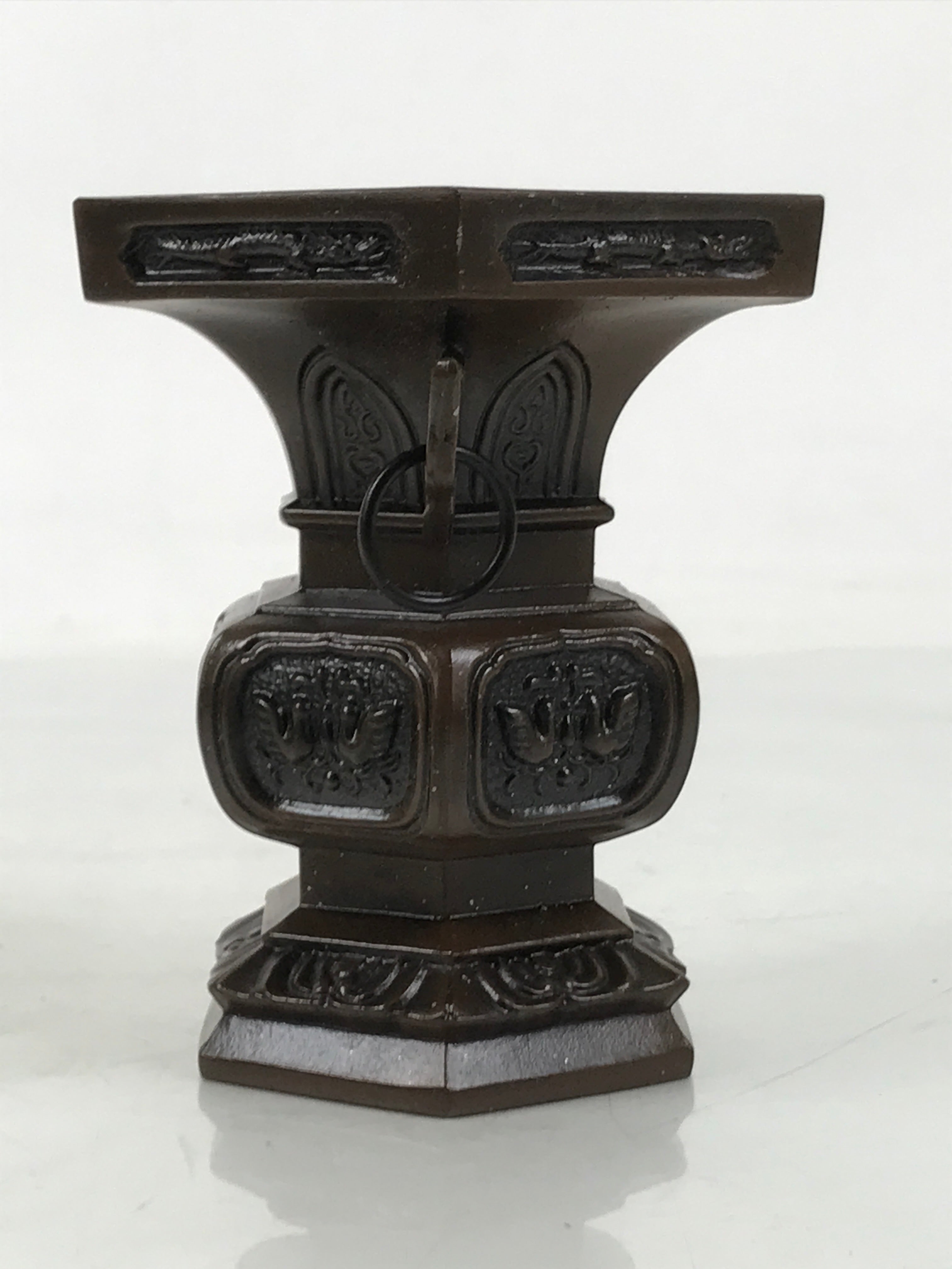 Japanese Buddhist Altar Fitting Metal Flower Vase Hanatate Butsugu Brown BA675