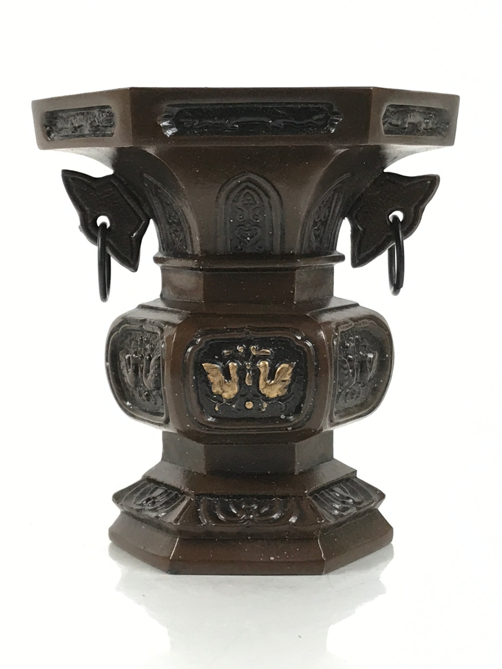 Japanese Buddhist Altar Fitting Metal Flower Vase Hanatate Butsugu Brown BA675