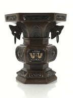 Japanese Buddhist Altar Fitting Metal Flower Vase Hanatate Butsugu Brown BA675