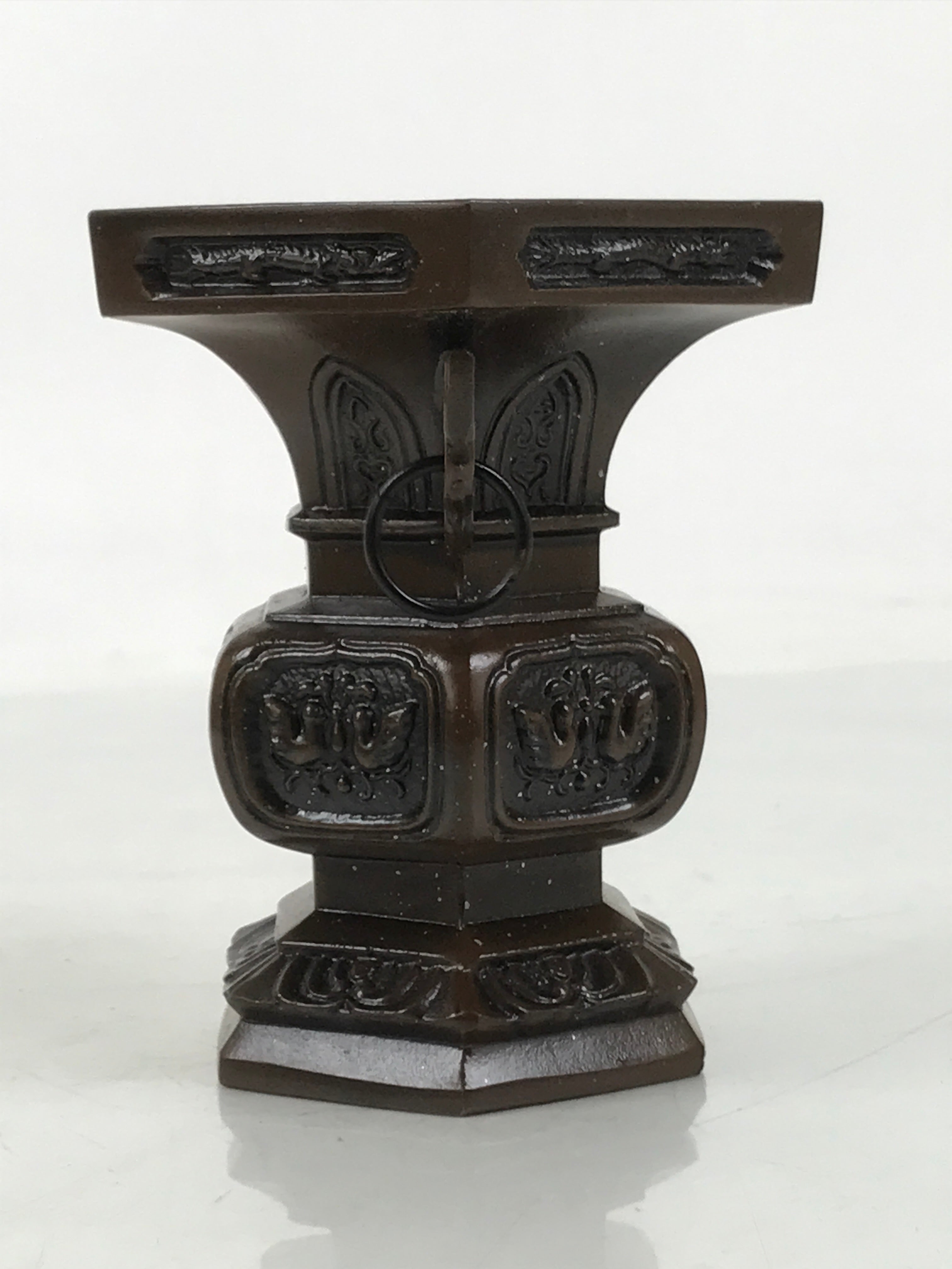 Japanese Buddhist Altar Fitting Metal Flower Vase Hanatate Butsugu Brown BA675