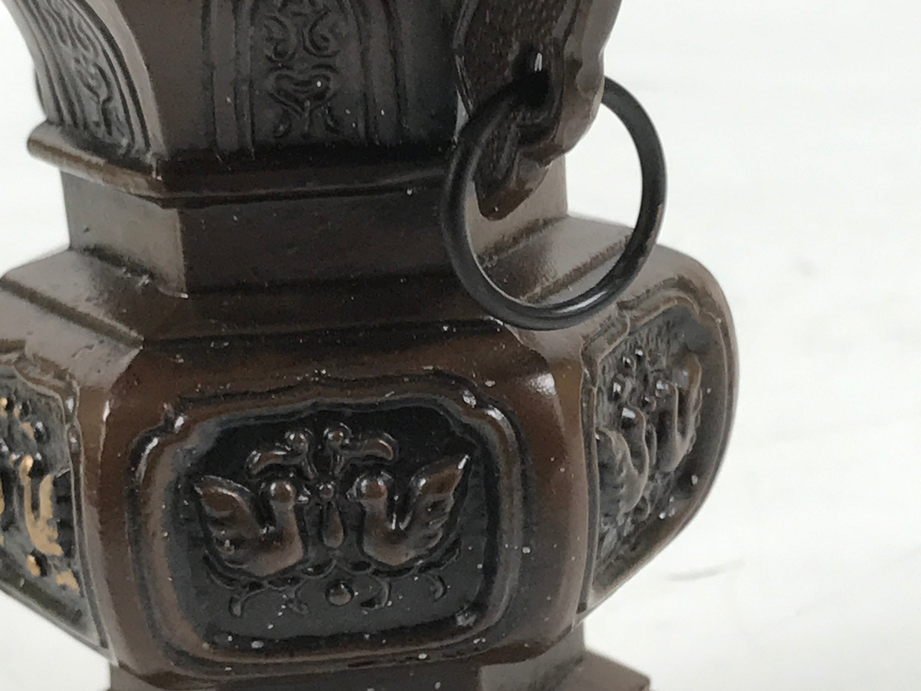 Japanese Buddhist Altar Fitting Metal Flower Vase Hanatate Butsugu Brown BA675