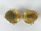 Japanese Buddhist Altar Fitting Metal Flower Vase Vtg 2pc Gold Hanatate BA779
