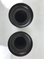 Japanese Buddhist Altar Fitting Metal Flower Vase Vtg 2pc Hanatate Black BA766
