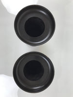 Japanese Buddhist Altar Fitting Metal Flower Vase Vtg 2pc Hanatate Black BA766