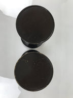 Japanese Buddhist Altar Fitting Metal Flower Vase Vtg 2pc Hanatate Black BA766