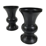 Japanese Buddhist Altar Fitting Metal Flower Vase Vtg 2pc Hanatate Black BA766