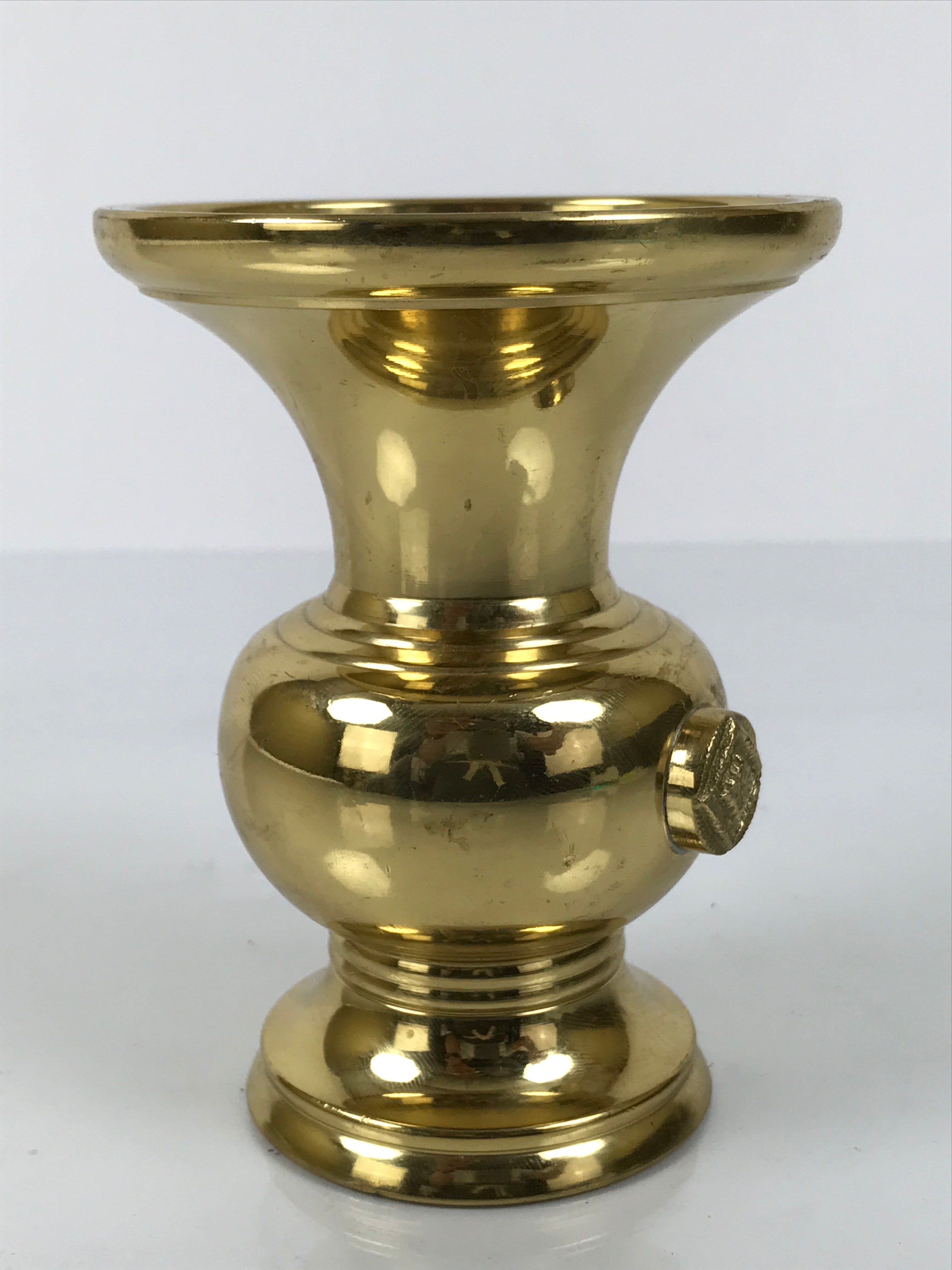 Japanese Buddhist Altar Fitting Metal Flower Vase Vtg Gold Hanatate Hishi BA782
