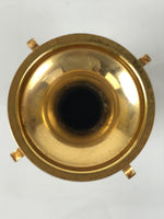 Japanese Buddhist Altar Fitting Metal Flower Vase Vtg Gold Peony Hanatate BA781