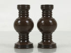 Japanese Buddhist Altar Fitting Metal Flower Vase Vtg Hanatate Brown 2pc BA674