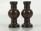 Japanese Buddhist Altar Fitting Metal Flower Vase Vtg Hanatate Brown 2pc BA674